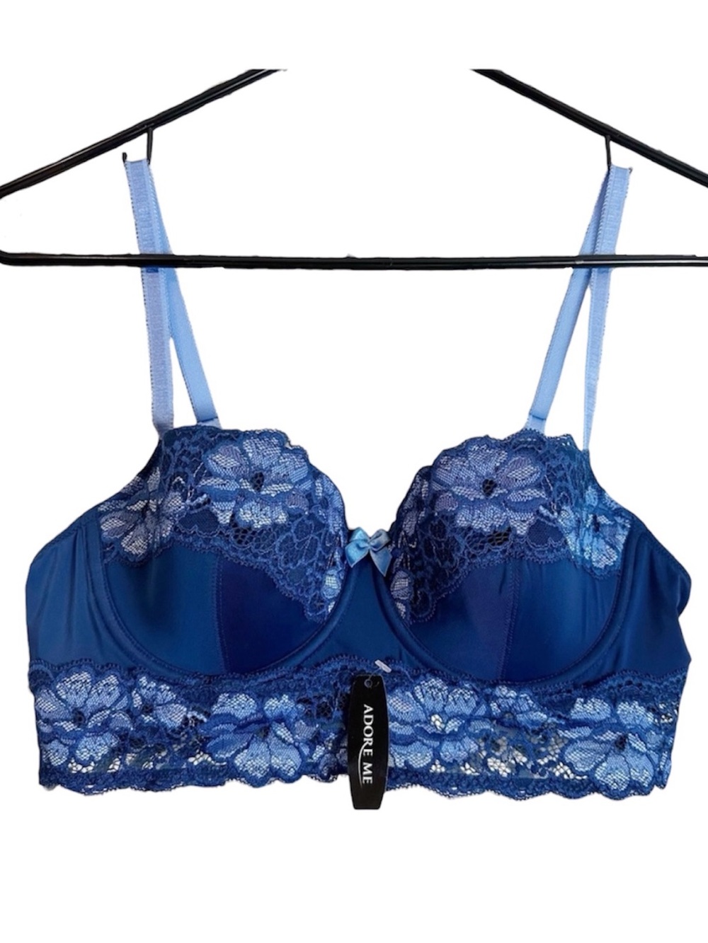 Adore Me Blue Floral Lace Underwire Bra